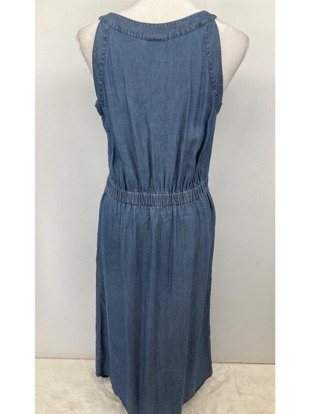 J. Jill Chambray XS Sleeveless tank Blue Dress with Pockets Button-Up - Picture 9 of 11